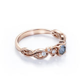 Floral 0.50 Ct Round Salt and Pepper Diamond Engagement Ring