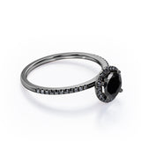 1.5 ct Round Lab Black Diamond 4-Prong Halo Engagement Ring