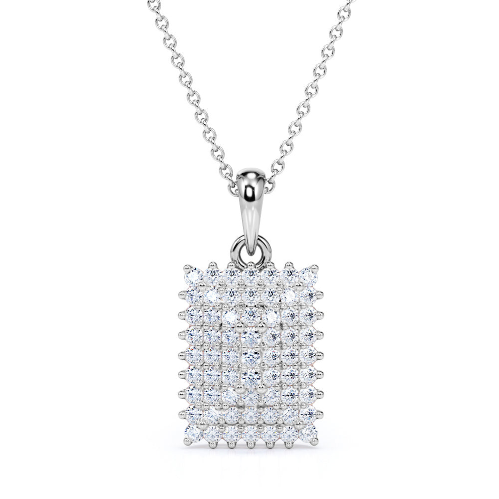 Stepped Triple Halo 0.6 carat Round Moissanite/ Diamond Pendant in 18k Rose Gold Over Silver Necklace