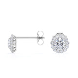 Flower Shared Prong 0.85 CT TDW Round Cut Certified Lab Diamond Cluster Trendy Stud Earrings in Rose Gold
