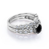 Bestselling 1.50 Carat Wedding Ring Set with Lab Black Diamond for Women in Rose Gold