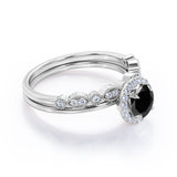 Antique Artdeco 1.50 Round cut Lab Black Diamond Wedding Bridal Set in Rose Gold