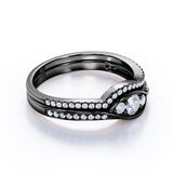 Swirl Trilogy 1.5 CT TDW Round Cut Diamond Channel Setting Wedding Set - Bridal Set