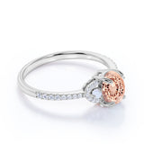 1.25 Carat Oval Cut Peach Morganite and Diamond Engagement Ring in 10k Rose Gold Elegant Ring