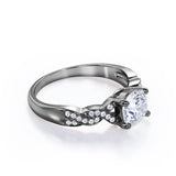 1.50 Carat Round Cut Moissanite And Diamond Solitaire Engagement Ring In White Gold