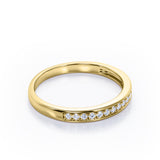 Classic 0.15 TCW Round Brilliant Cut Diamond Pave-Channel Design Wedding Band in 10K Yellow Gold