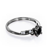 Unique Four Prong 1.05 Carat Round Cut Black Diamond Seven Stone Engagement Ring In Rose Gold