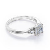 Certified Halo 0.50 Ct Princess Lab Diamond Engagement Ring