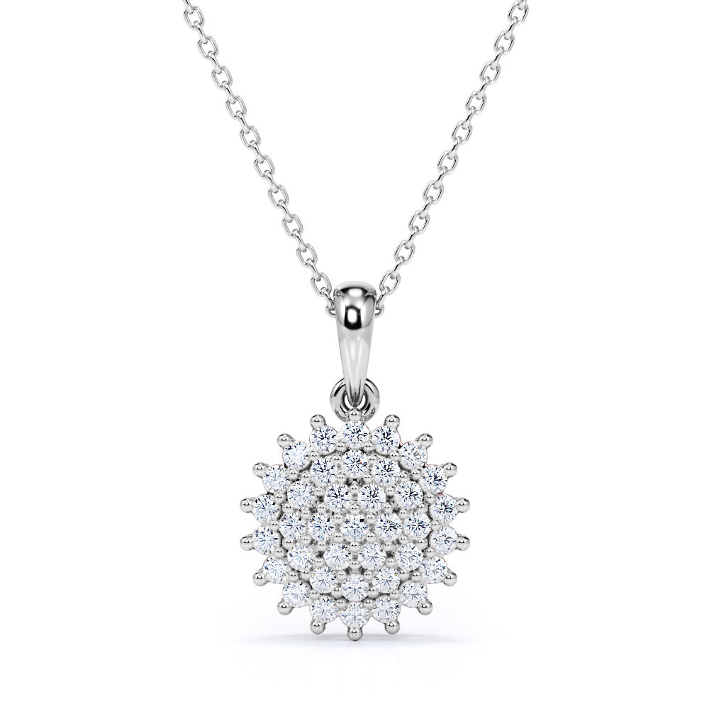 Classic Sunshine 0.35 carat Round Moissanite/ Diamond Pendant Necklace in 18k Yellow Gold Over Silver