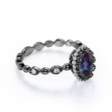 1.25 Ct Oval Cut Lab Alexandrite Halo Engagement Ring