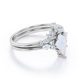 Crown 1.25 Ct Kite Cut Lab Created Opal Bridal Set