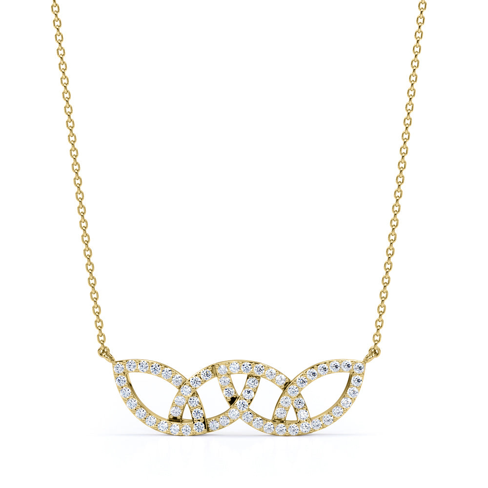 Interlocking 0.25 Carat Round Cut Moissanite Pave Set Pendant Necklace In Rose Gold