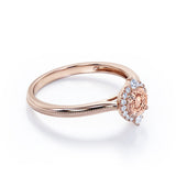 Vintage Halo 0.65 carat Round Morganite and Moissanite Engagement Ring in Rose Gold
