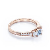 1.10 Carat Princess Cut Aquamarine And Diamond Pave Engagement Ring In White Gold