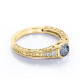 Edwardian 0.60 Ct Round Salt and Pepper Diamond Engagement Ring