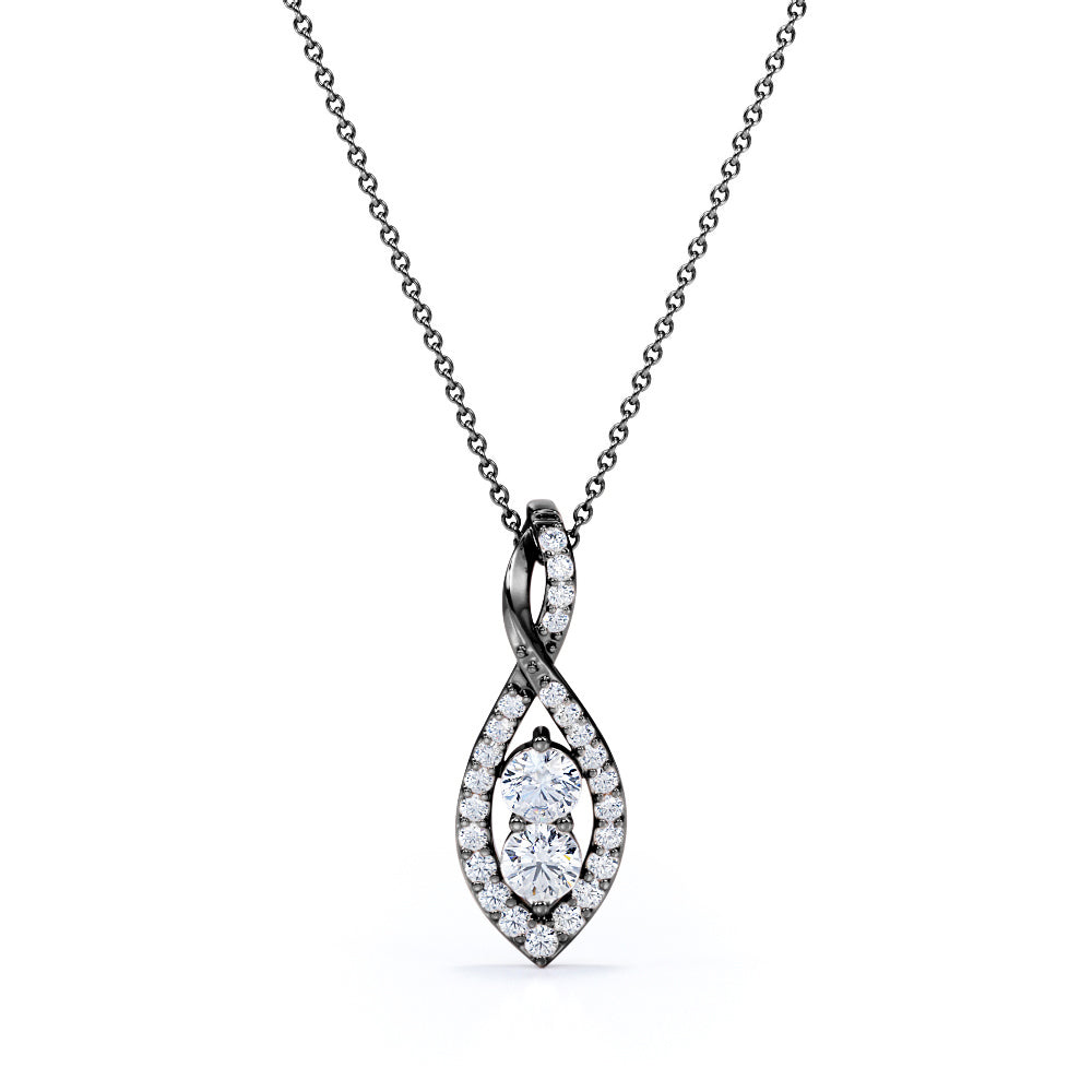 Minimalist 0.35 Carat Round Cut Moissanite Infinity Pendant In White Gold