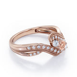 Double Milgrain Curve Infinity 0.7 carat Round Morganite and Moissanites Engagement Ring in Rose Gold