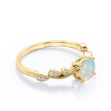 Art Deco 1.50 Ct Round Cut Lab Created Opal Engagement Ring