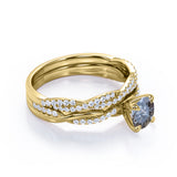 Infinity 0.65 Ct Round Cut Salt and Pepper Diamond Wedding Ring Set