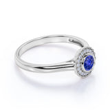 Flower Style 1.25 Carat Round Cut Sapphire and Diamond Engagement Ring in White Gold