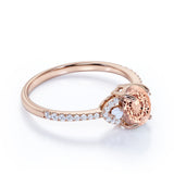 1.25 Carat Oval Cut Peach Morganite and Diamond Engagement Ring in 10k Rose Gold Elegant Ring
