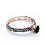 1.35 ct Round Lab Black Diamond Cathedral Engagement Ring