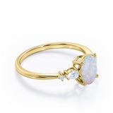 1.1 Ct Oval Cut Lab Created Opal Five Stone Engagement Ring