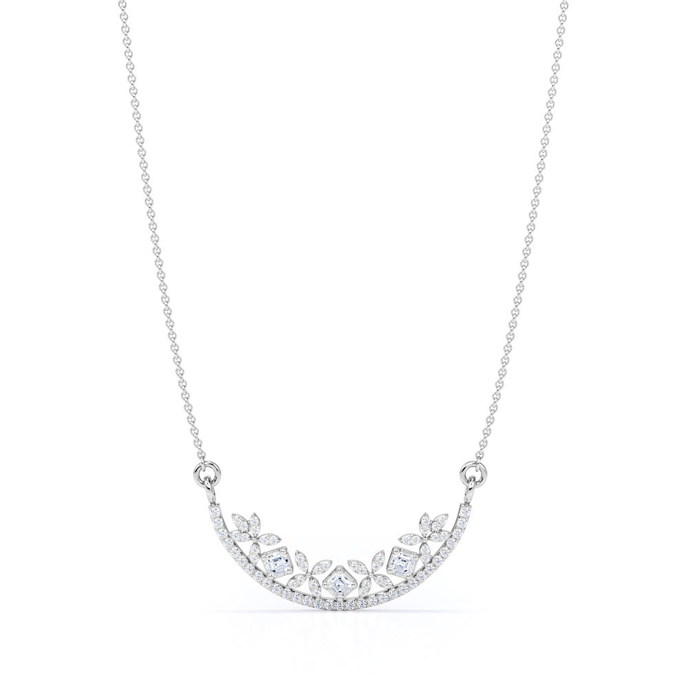 Lovely Flowers Basket 0.7 carat Round and Princess Diamond/Moissanite Pendant with 18k Rose Gold Over Silver Chain Necklace