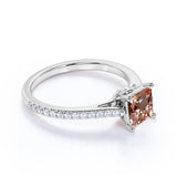 Halo 1.50 Carat emerald cut Morganite and Diamond Engagement Ring in Rose Gold