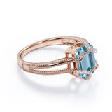 1.50 ct Emerald Aquamarine Split Shank Engagement Ring