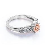 Huge 1.25 Carat Round cut Morganite and Diamond Infinity Art Deco Engagement Ring in Rose Gold