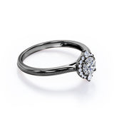 1 Carat Round Cut Moissanite And Diamond Halo Engagement Ring In White Gold