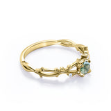 Nature-Inspired Infinity 0.55 carat Round Moss Agate and Moissanite Engagement Ring in White Gold