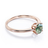 Solitaire 1.5 Carat Round Cut Moss Agate Engagement Ring