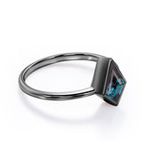 Bezel Set 0.85 Carat Kite Shaped Lab Created Alexandrite Solitaire Engagement Ring In White Gold