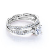 Infinity 1.5 Carat Round Cut Moissanite Wedding Ring Set