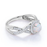 1.50 Ct Round Cut Lab Created Opal Infinity Engagement Ring