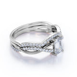 Three Stone 1.50 Carat Emerald Cut Moissanite Bridal Set