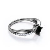 1 ct Princess Lab Black Diamond Infinity Engagement Ring
