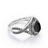 1.5 ct Teardrop Lab Black Diamond Halo Infinity Engagement Ring