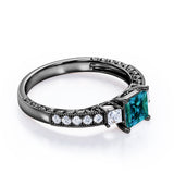 1.40 Ct Princess Lab Alexandrite Three Stone Engagement Ring