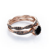 1.75 ct Round Lab Black Diamond Double Twisted Bridal Set