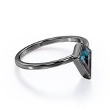 Solitaire 0.85 Carat Kite Shaped Lab Created Alexandrite Bezel Set Engagement Ring  In White Gold