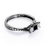 Scale Bridge Accent 0.65 carat Princess Black Diamond Twisted Wave Engagement Ring in Rose Gold