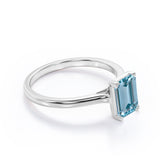 1 Carat emerald cut Aquamarine Solitaire Engagement Ring in White Gold
