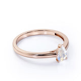 1 Carat Pear Shaped Moonstone Wedding Ring in Rose Gold - Blue Moonstone Ring