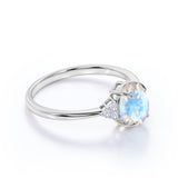 1.25 ct Oval Blue Moonstone 7 stone Engagement Ring