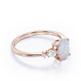 1.1 Ct Oval Cut Lab Created Opal Five Stone Engagement Ring