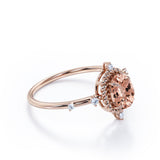 1.25 Carat Oval Cut Peach Morganite and Diamond Engagement Ring in 10k White Gold Handmade Ring