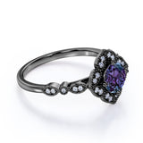 1.25 Ct Round Lab Alexandrite Milgrain Engagement Ring